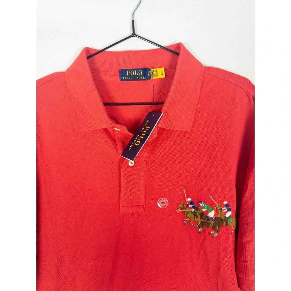 Polo Ralph Lauren Red Triple Pony Polo Shirt #3 Big Pony Cotton NWT Mens 1XB